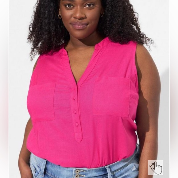 NWT Torrid Harper Linen Pullover Tank Size 2x pink peacock - Picture 3 of 7